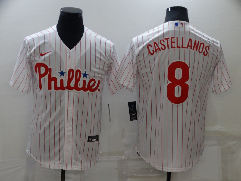Men's Philadelphia Phillies Nick Castellanos #8 White Baseball Jersey
